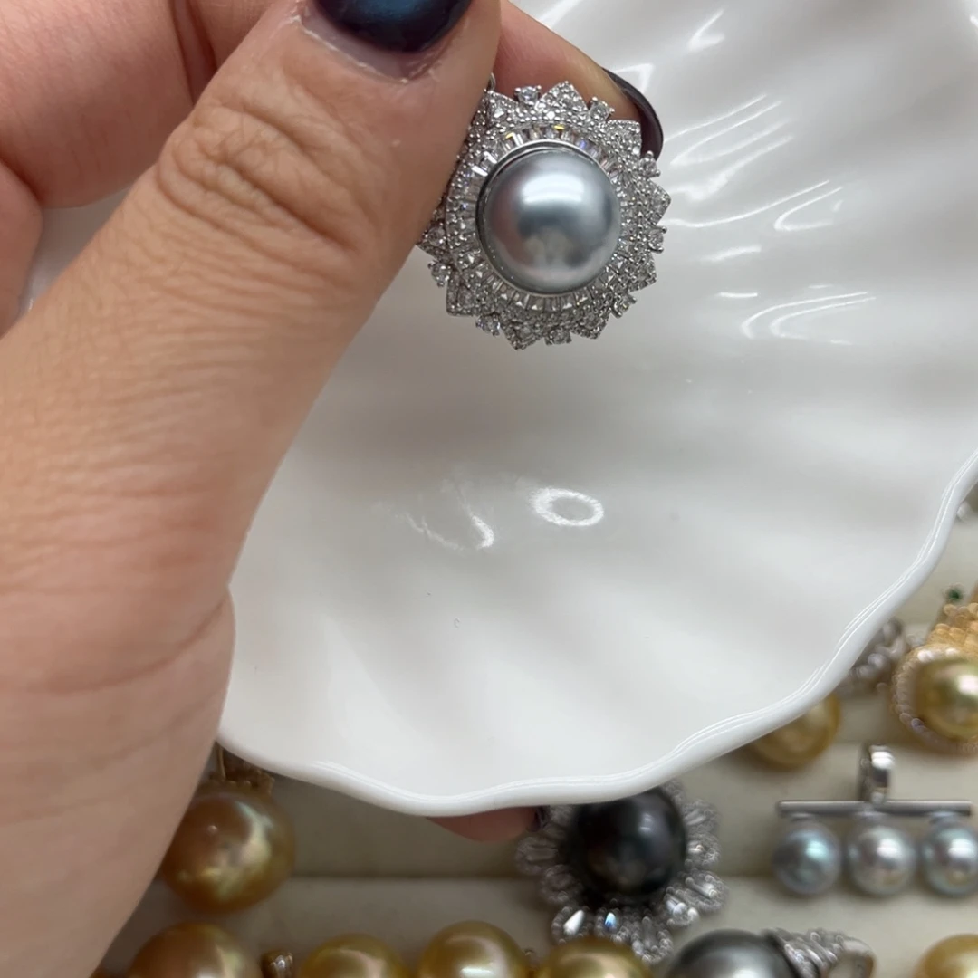 海水珍珠银S925镶嵌吊坠(不含链)