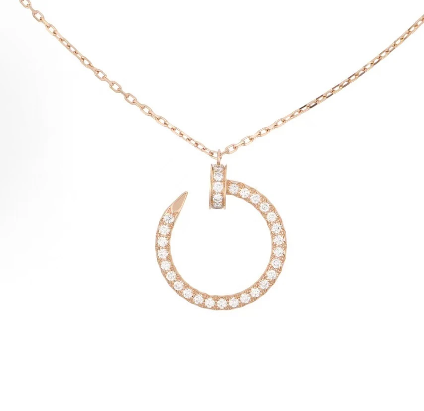 99新 Cartier/卡地亚 闲置，卡地亚K玫瑰金镶钻钉子项链，22年保卡