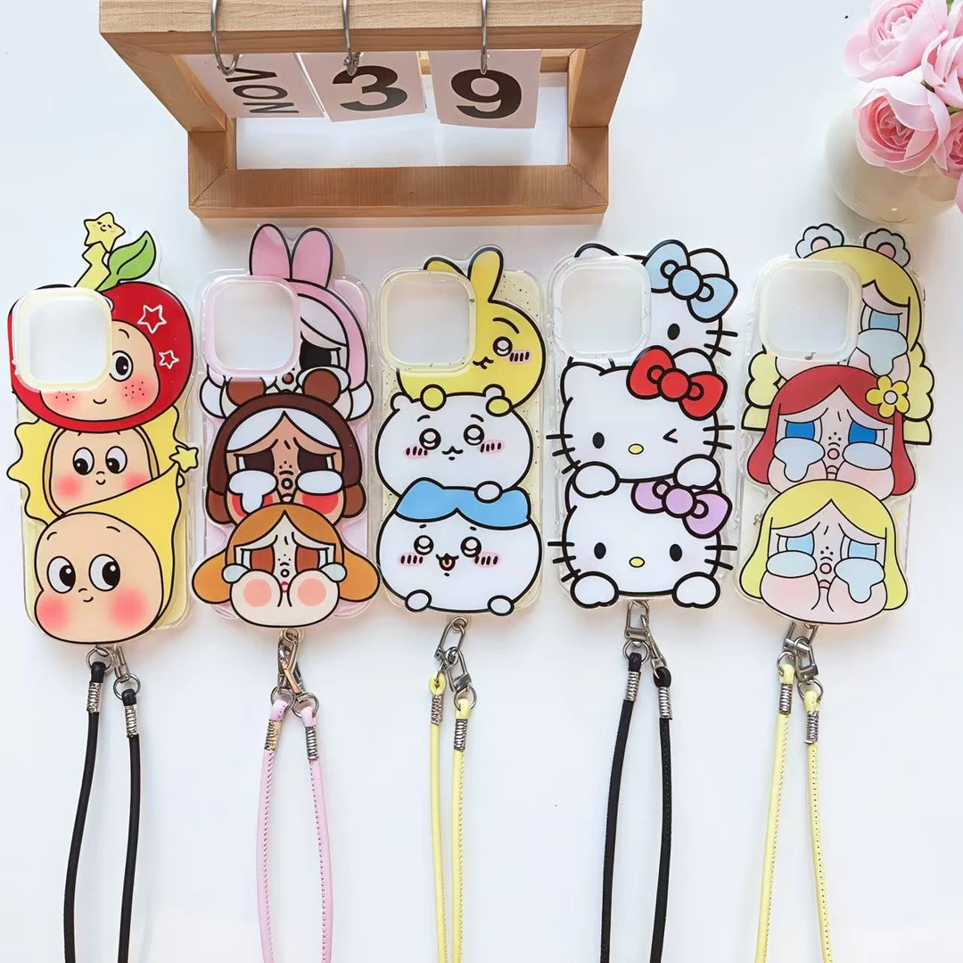 【萌】个性创意卡通可爱斜挎手机壳适用于苹果16promax.15promax