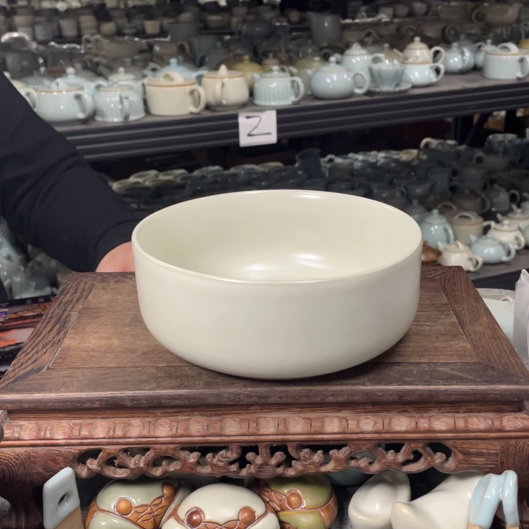瓷片月白釉圆茶洗