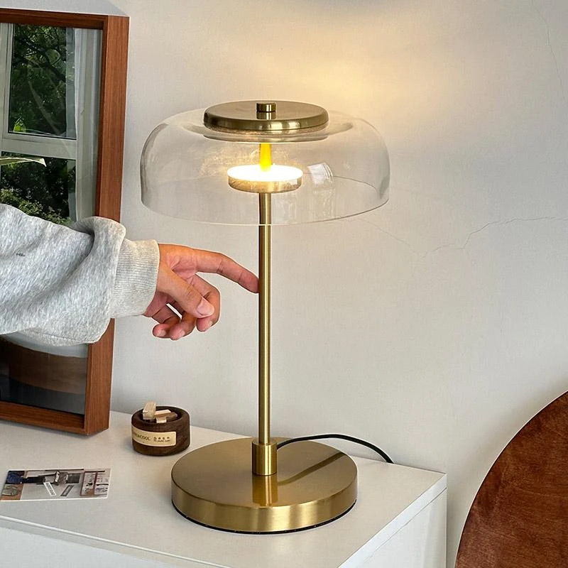 玻璃主卧台灯茶几立式酒店床头灯北欧简约现代高级感书房卧室客厅