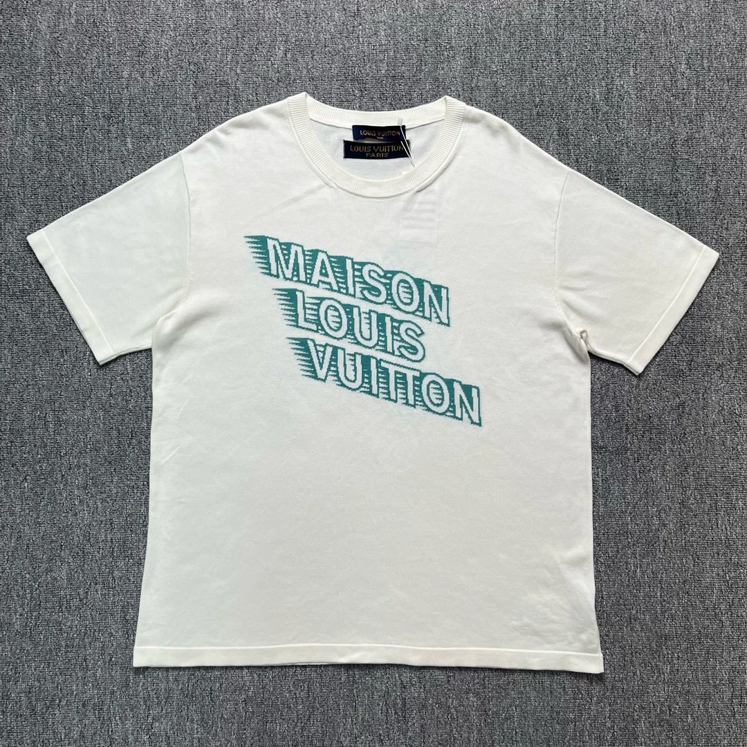 99新 LouisVuitton/路易威登 logo针织白色短袖/L码/99新/11383