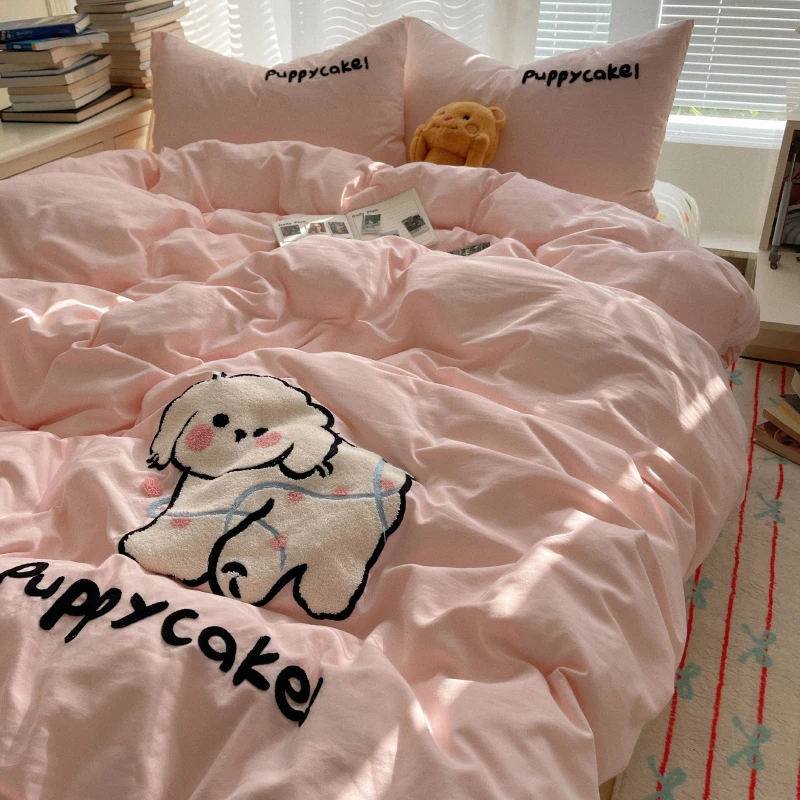 网红水洗棉公主风卡通四件套112泡泡糖