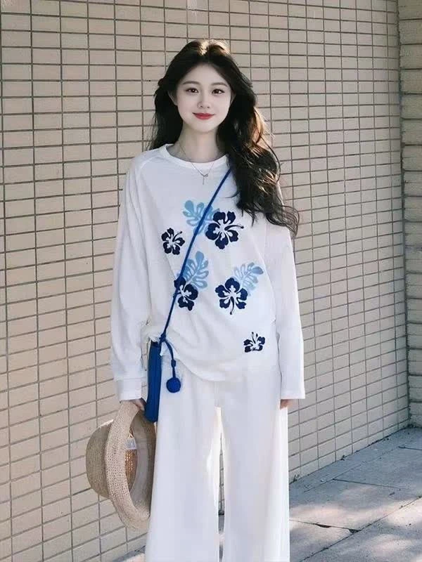 【运补8-10】2025年夏季新款印花长袖雪花棉防晒衫女秋季休闲百搭款