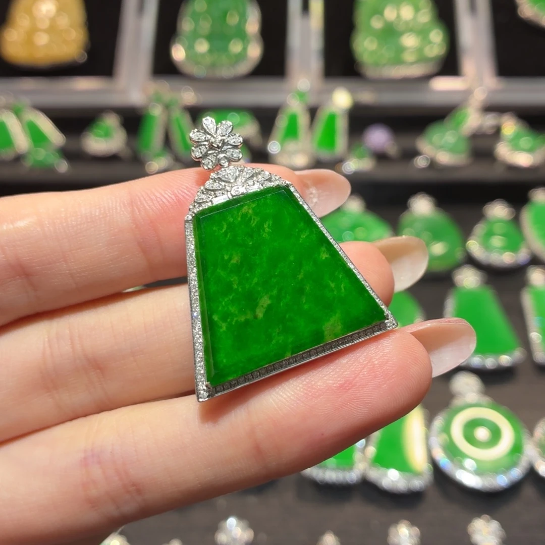 翡翠18K金镶嵌吊坠(不含链)124