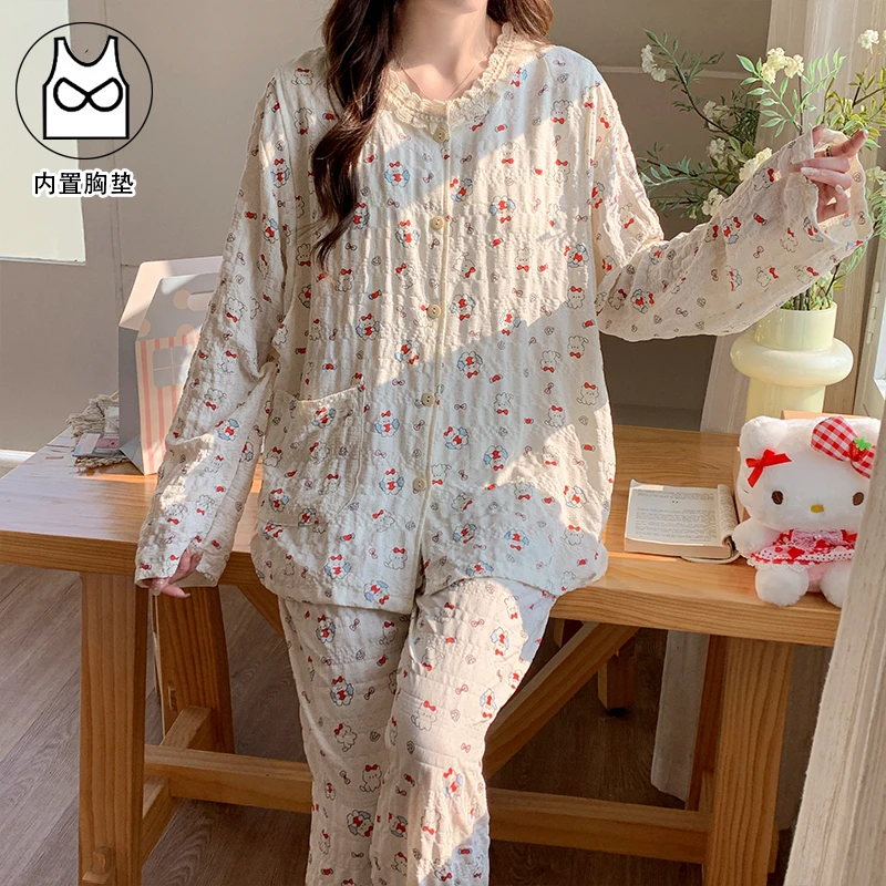 夏季薄款孕妇月子服带胸垫孕妇产后哺乳喂奶睡衣居家服夏天套装