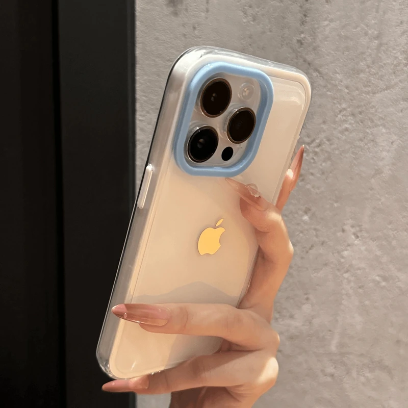 ins高颜值撞色果冻适用苹果15手机壳iPhone16promax女14简约12/13