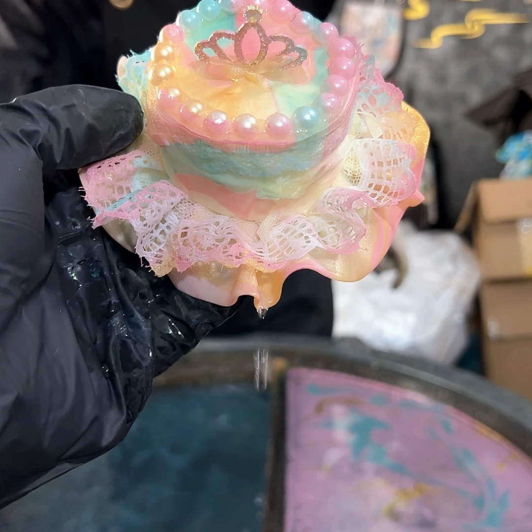 183蛋糕发夹粉彩金纹