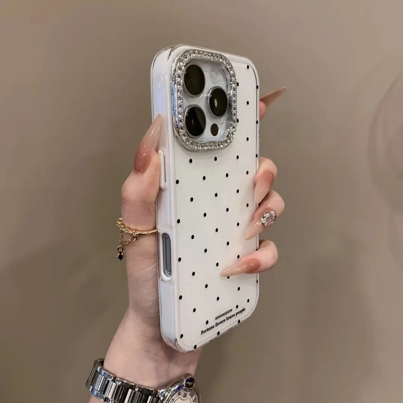 新款高颜值闪钻波点适用iPhone16手机壳14苹果15promax网红13全包