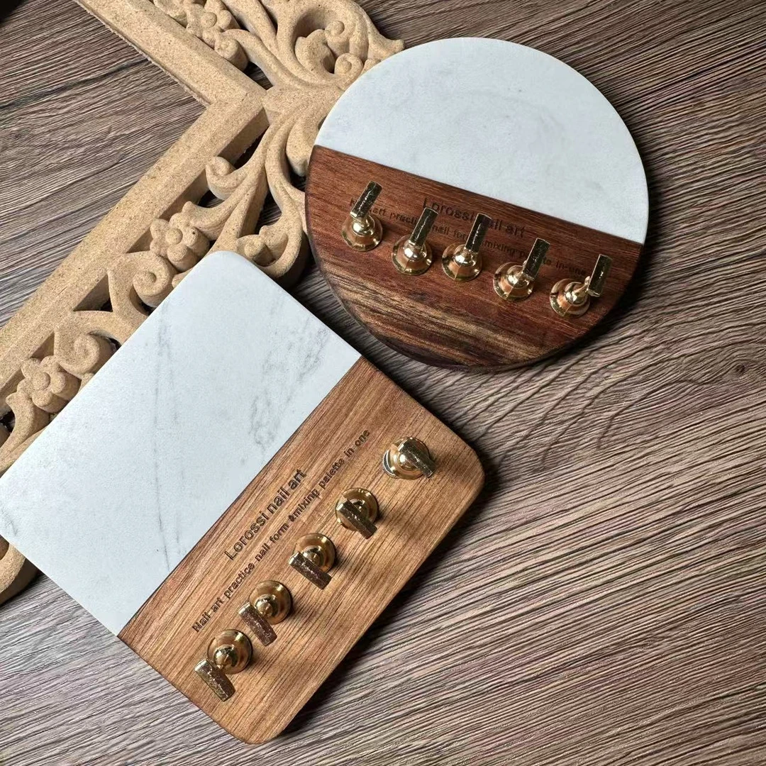 【2款可选】胡桃木拼大理石美甲调色盘甲托（易碎品勿摔）美甲工具