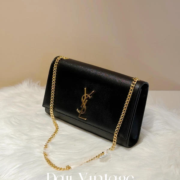 大吉中古/YSL圣罗兰黑金中号Kate信封斜挎包
