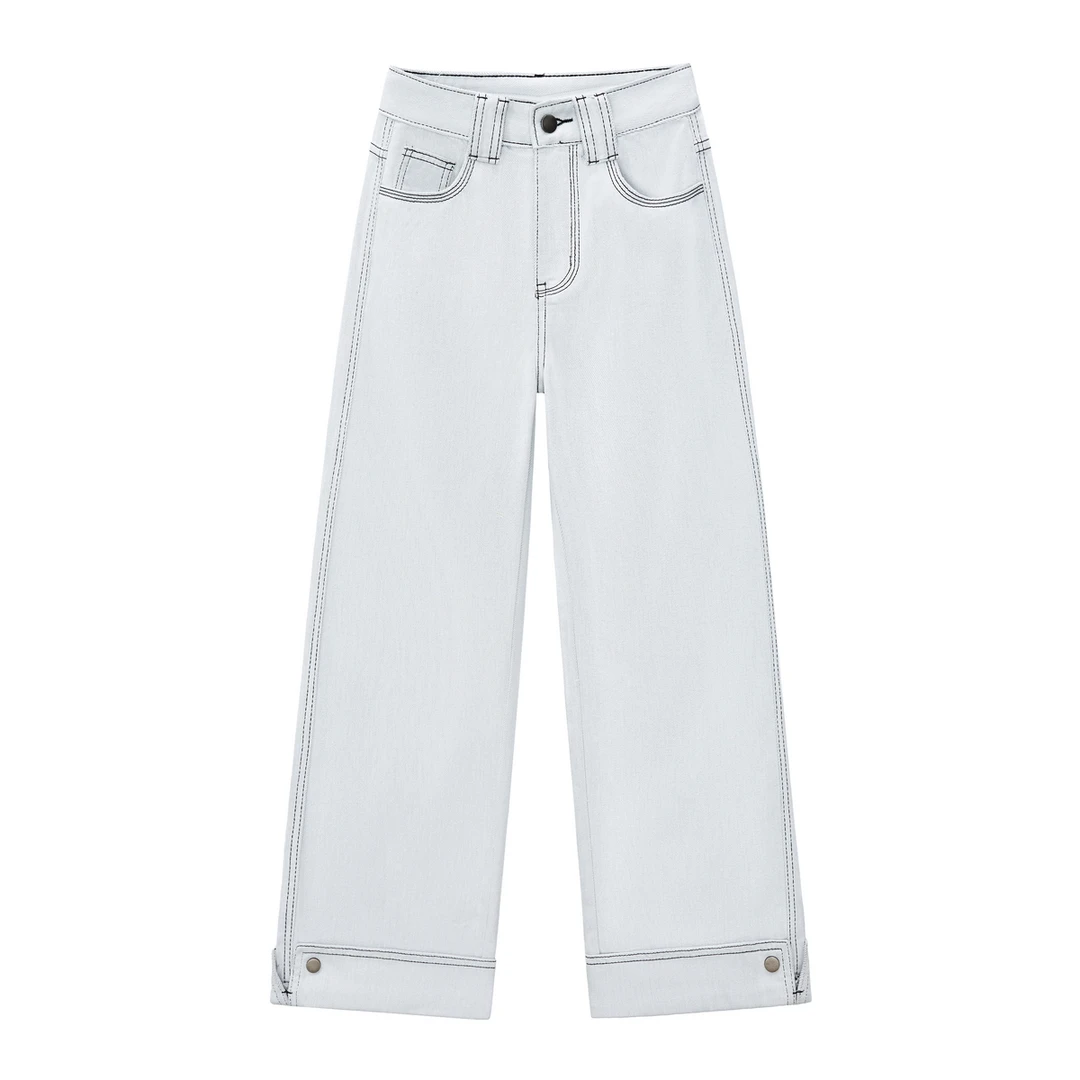 2025年早秋新款牛仔裤直筒烟管宽松九分女设计天丝垂感休闲裤1676