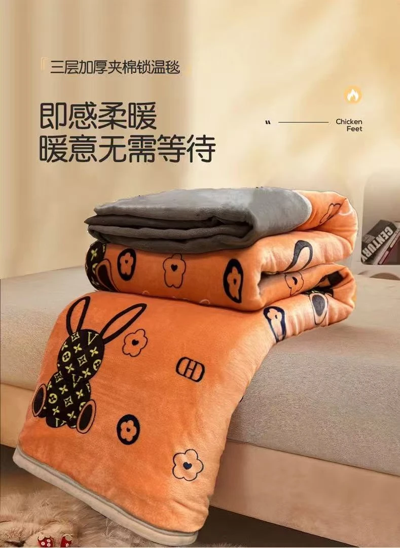 【橙色暴力兔】加厚冬天发热被柔软冬被加绒盖被230*200