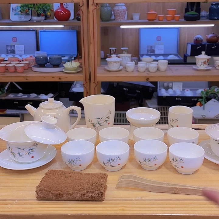 竹节高升羊脂玉套装