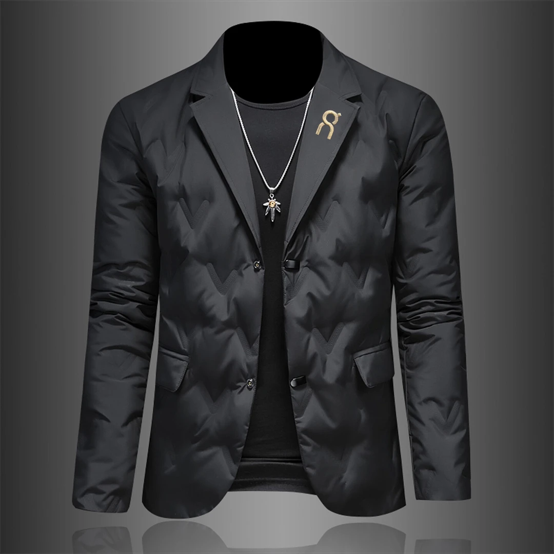 凯邦威欧洲站刺绣羽绒服男士商务休闲外套冬季小西装高级感轻薄潮