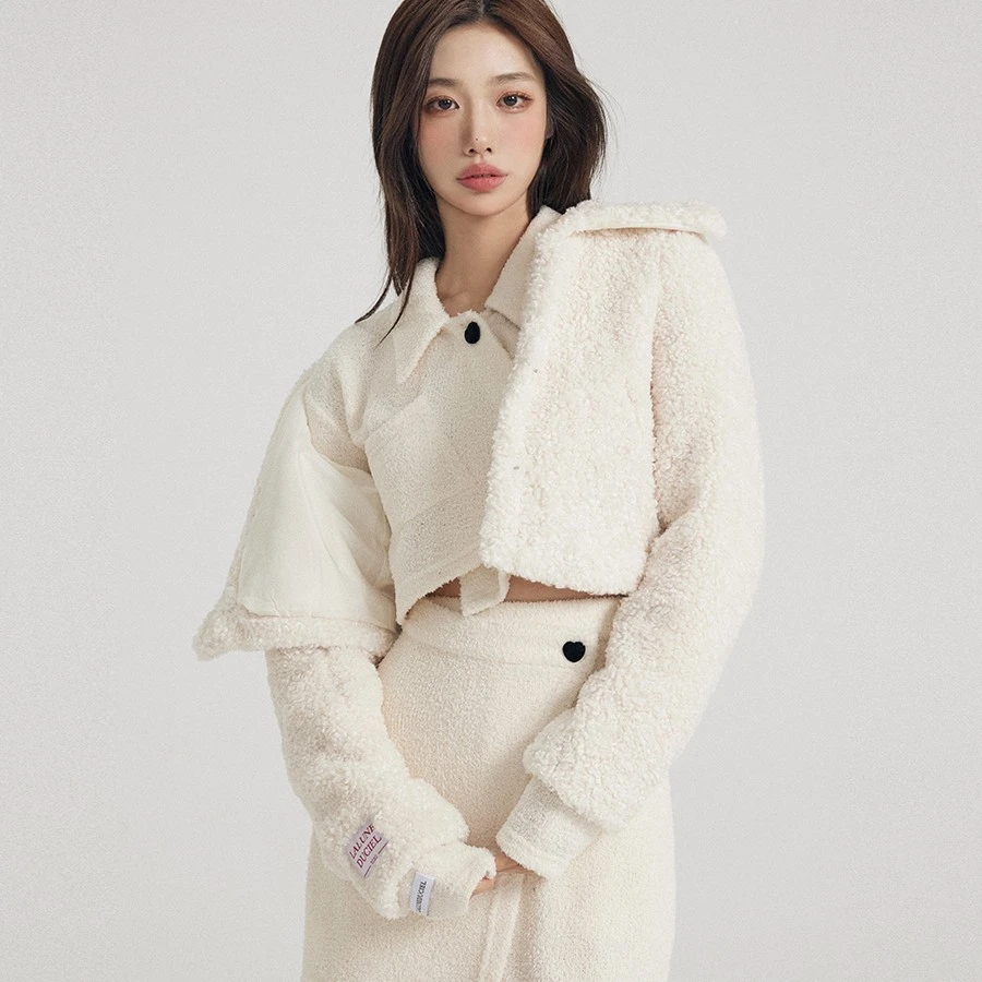 【LaluneDuCiel】LLDC 软糯针织打底短款上衣+短裙两件套装女白色