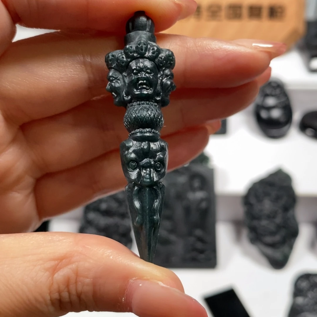 未镶嵌定制翡翠天然缅甸墨翠A货降魔杵