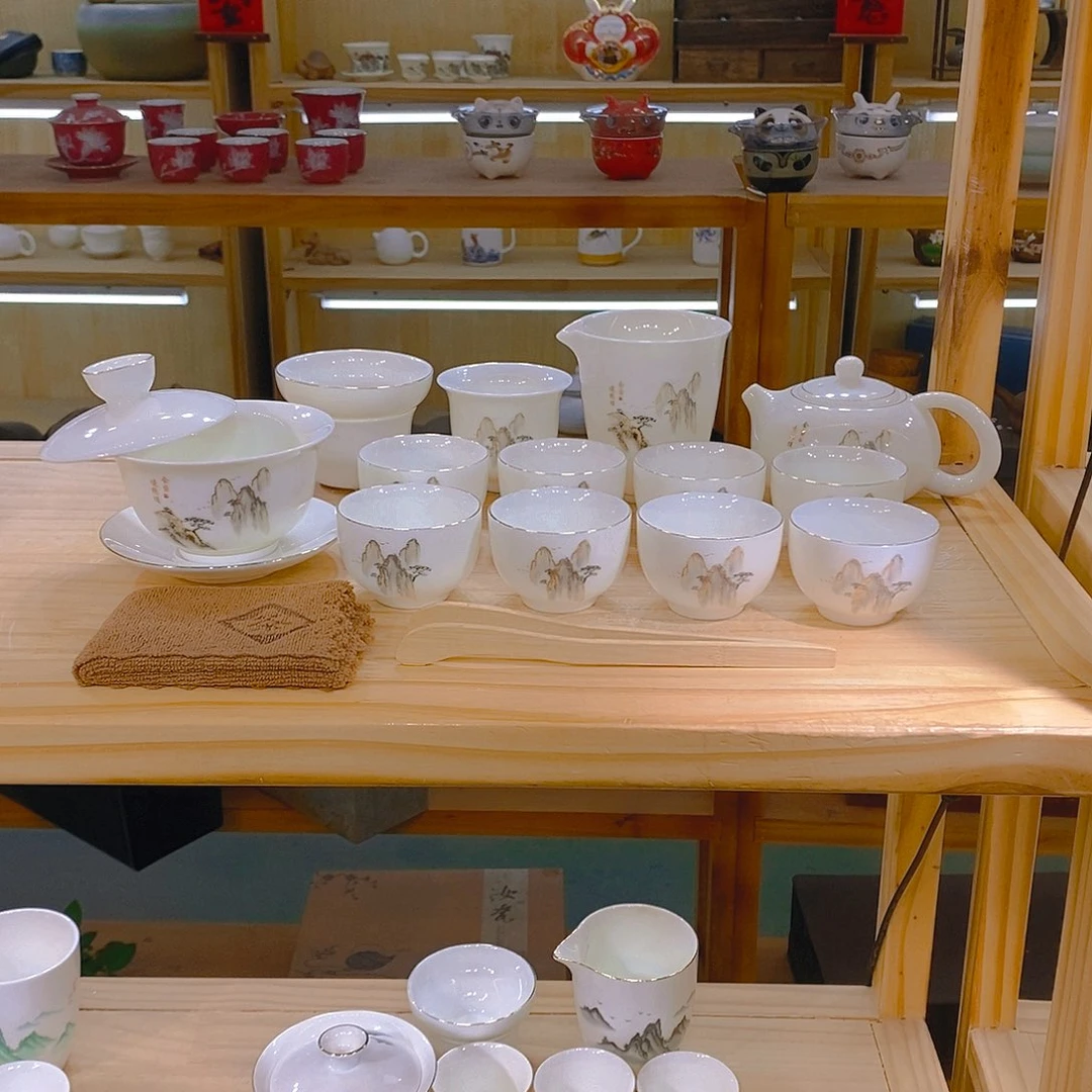 【不止】羊脂玉瓷茶具套装