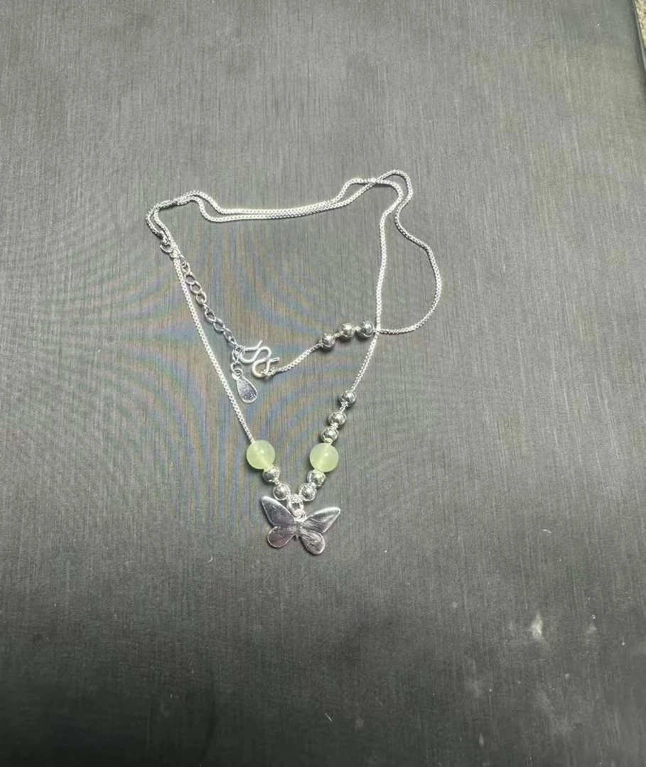 足银手链 仟足银楼实心精品项链蝴蝶手链银色项链无礼盒YZ015