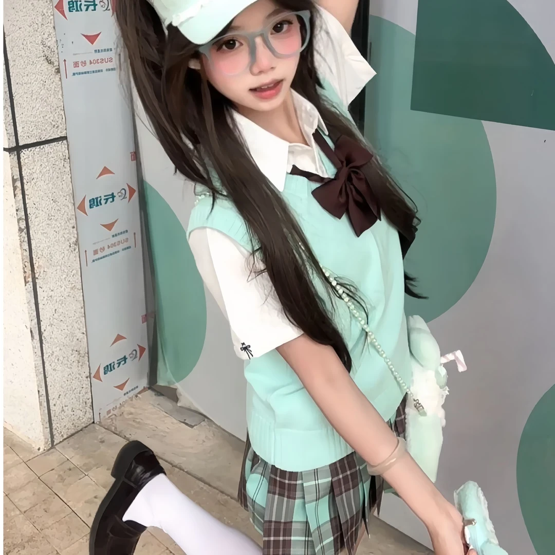 御茶家·現货【正版原创JK·巧心薄荷】校供制服JK格裙短裙子秋冬