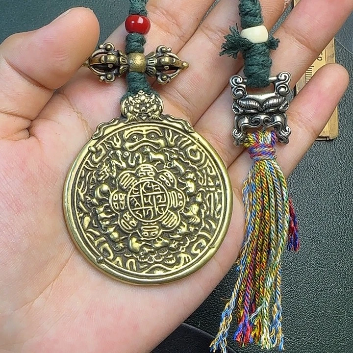 早***睡铜铁合金类藏传工艺品九宫八卦