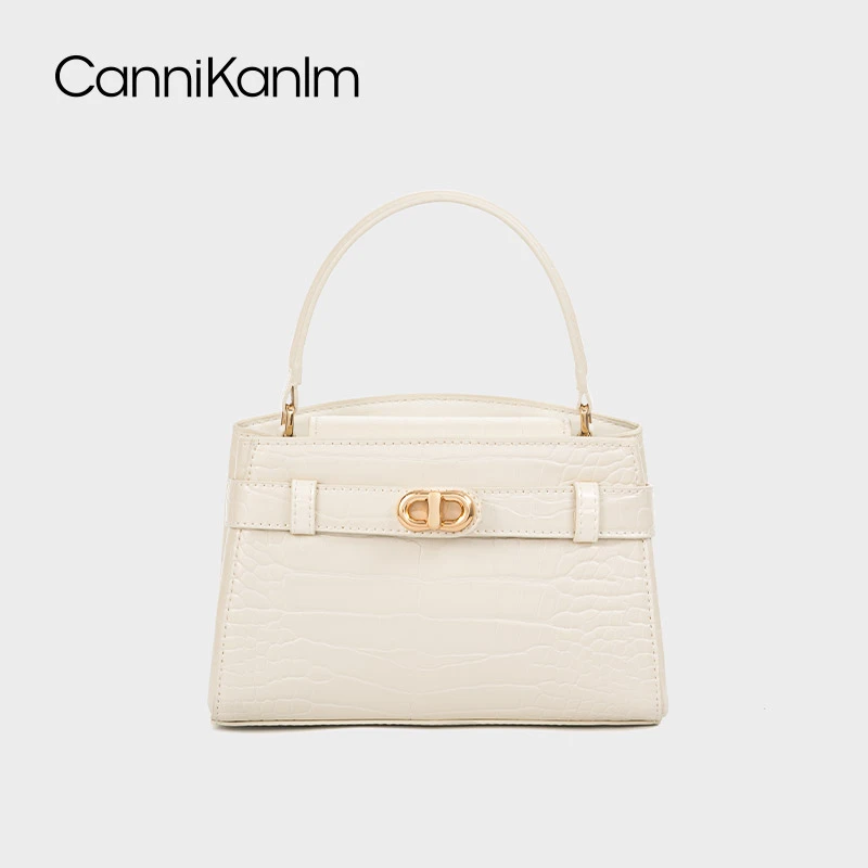 CanniKanlm官方正品鳄鱼纹手提凯莉包女2025新款高级感单肩斜挎包