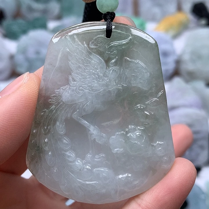 翡翠未镶嵌颈饰凤穿牡丹福利