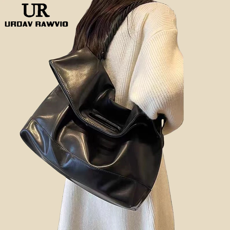 URDAV RAWVIO2025新款上课大容量手提单肩帆布百搭通勤斜挎托特包