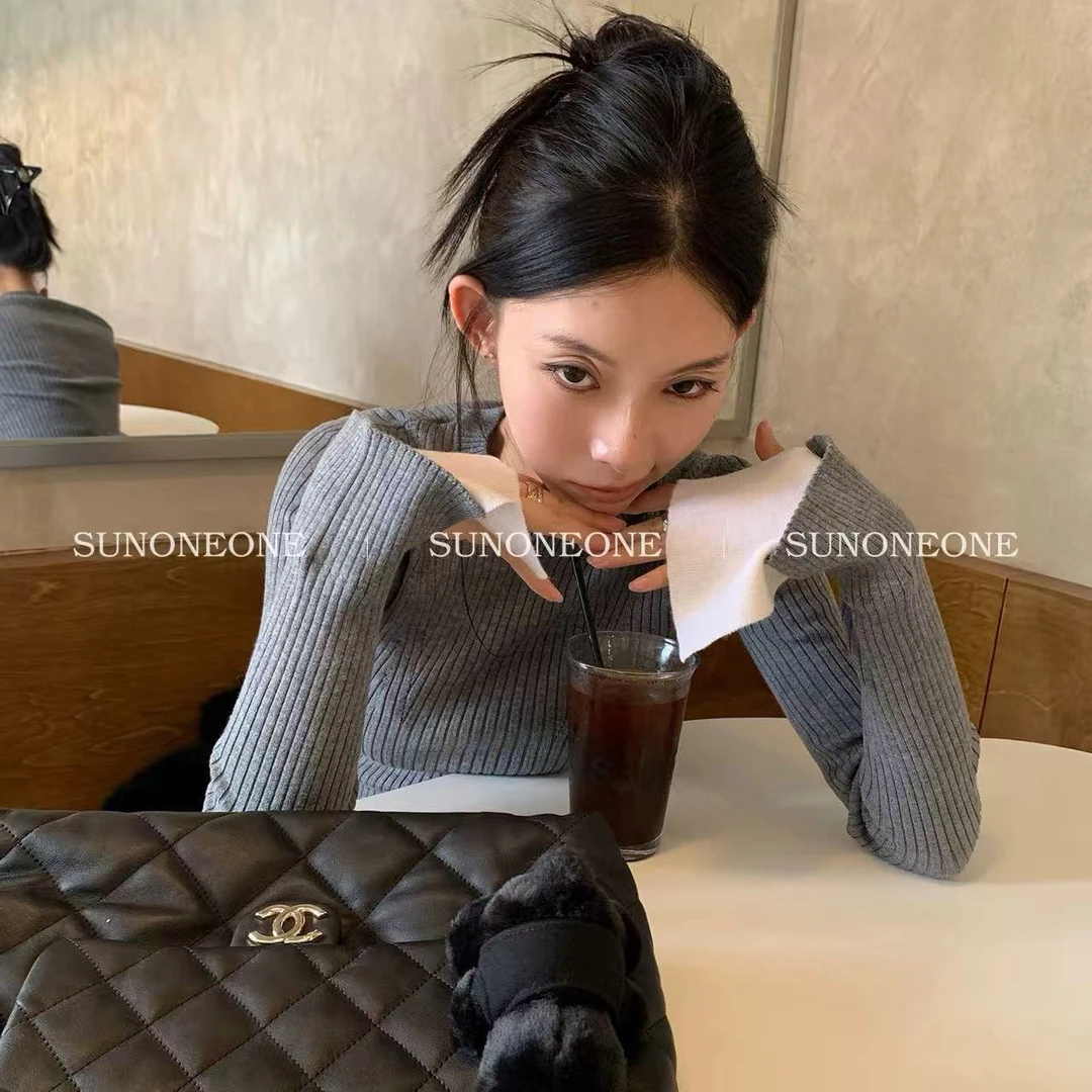 【欧洲站】拼接袖针织衫