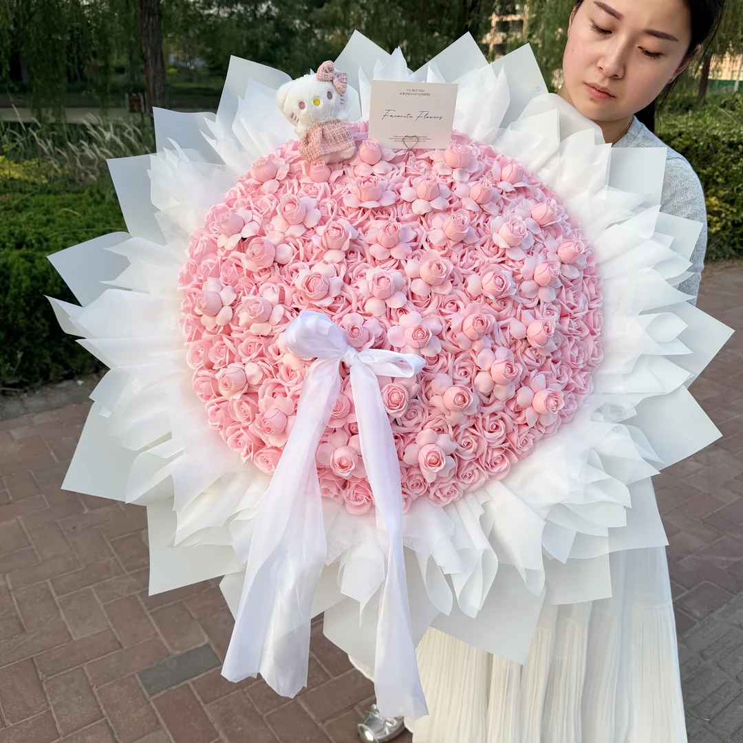 浪漫礼物仙子之吻kt猫玫瑰永生花花束送爱人闺蜜生日礼物送女友