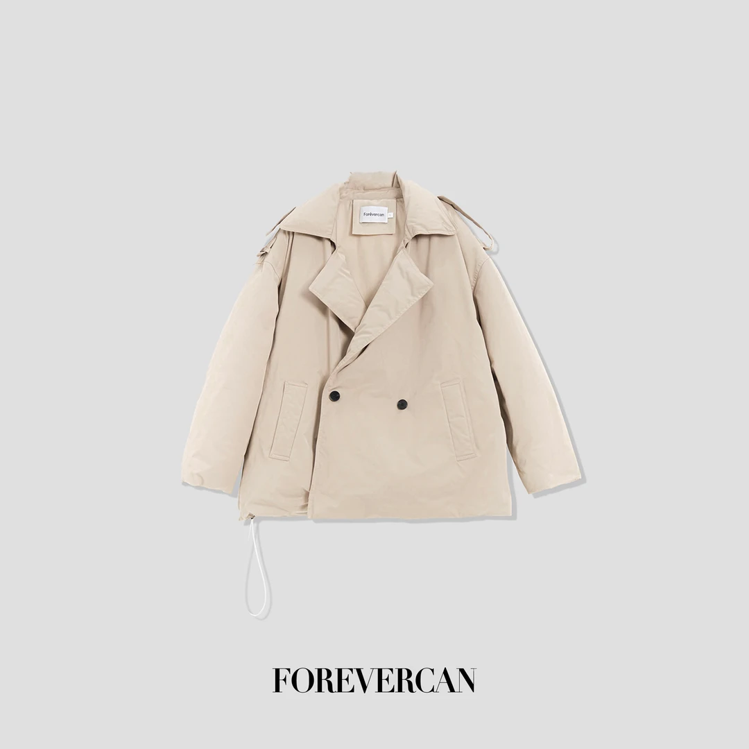 FOREVERCAN“加蓬古堡”风衣式翻领白鹅绒羽绒外套 SC22344