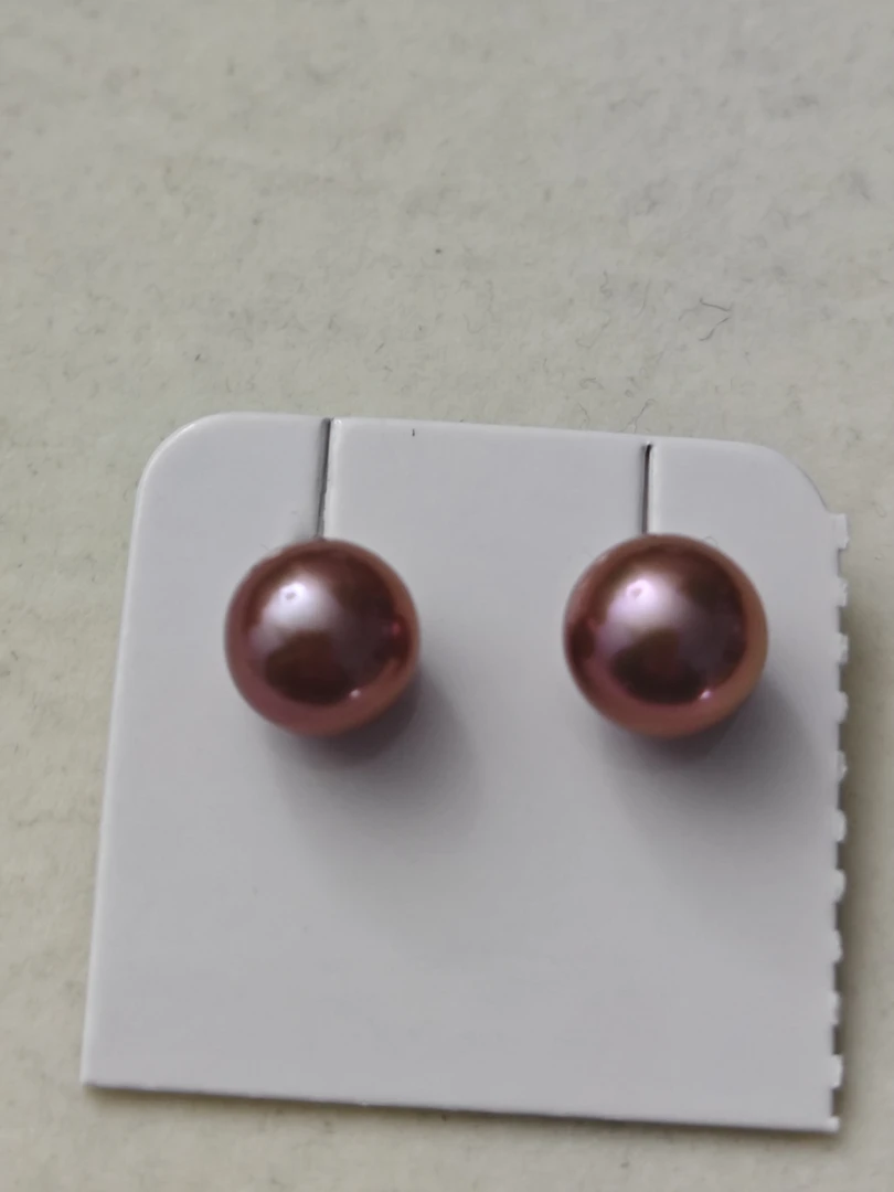 【天圻珠宝】天然珍珠紫珠耳钉气质简约百搭S925银