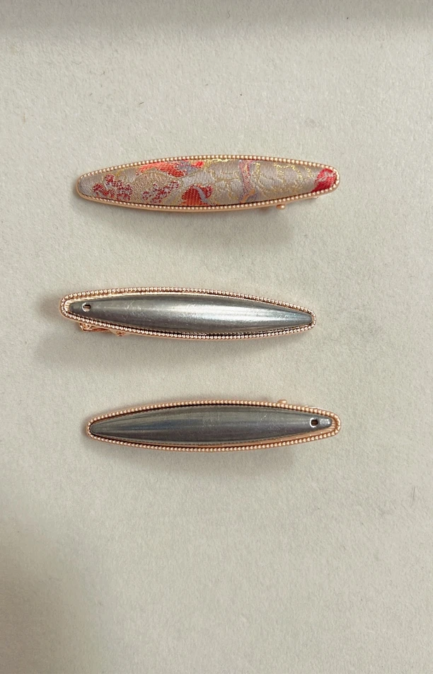 非遗宋锦 大柳叶边夹发夹刘海夹手工DIY底托配件