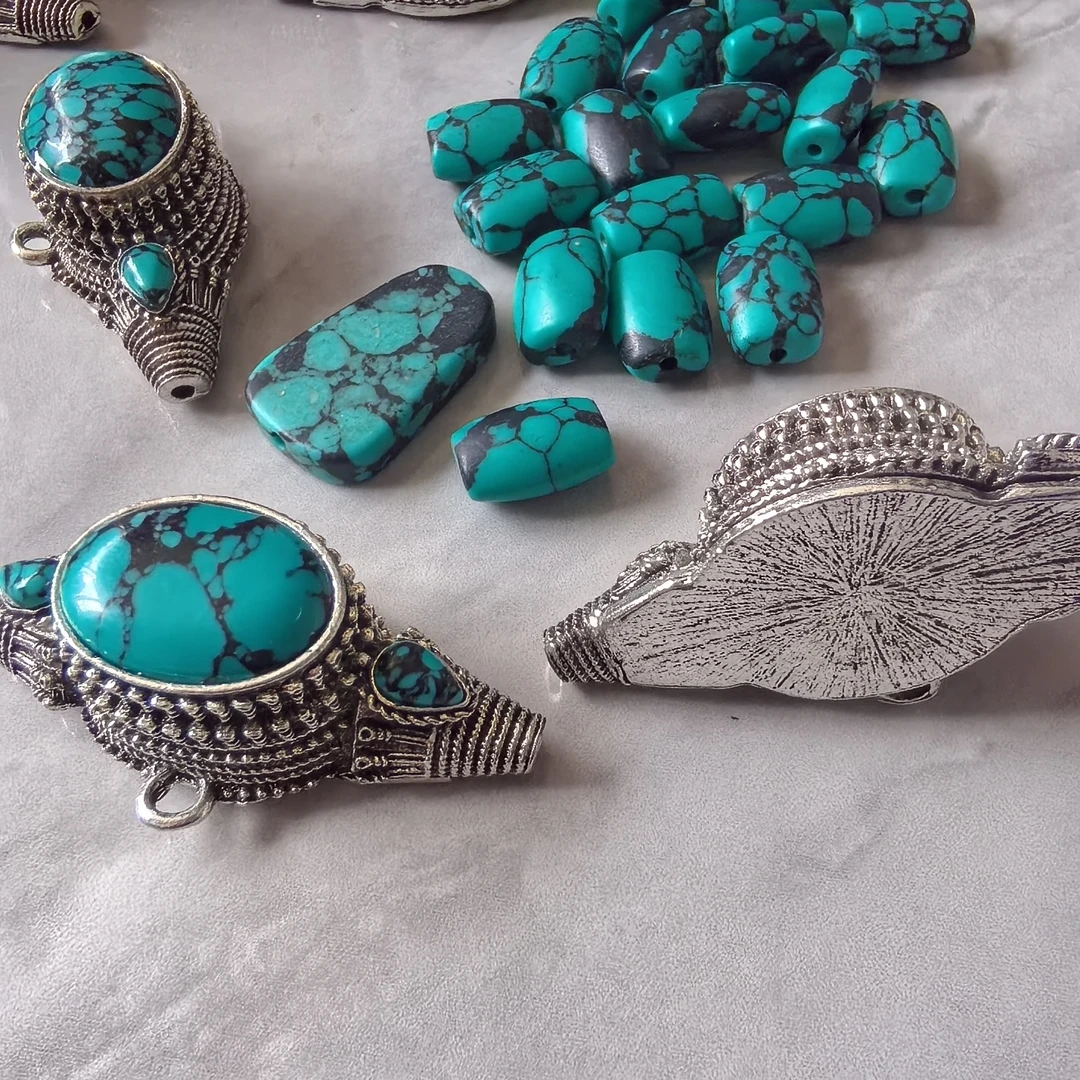 非金属皮质项链 时尚百搭复古纯手工绿色藏式小（卡乌）女项链专用