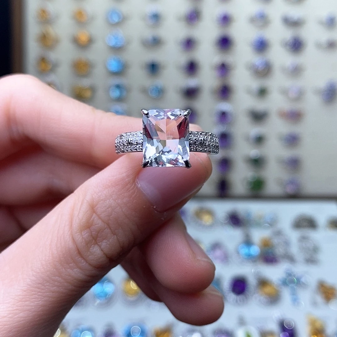 水晶戒指银S925镶嵌（需要证书备注）