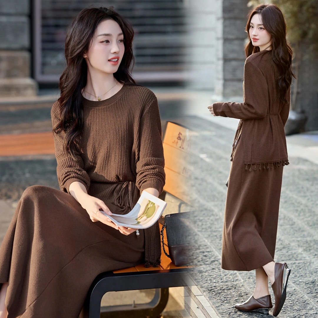 美拉德超镂空罩衫阔腿裤套装2025年秋季新款设计感韩系气质两件套