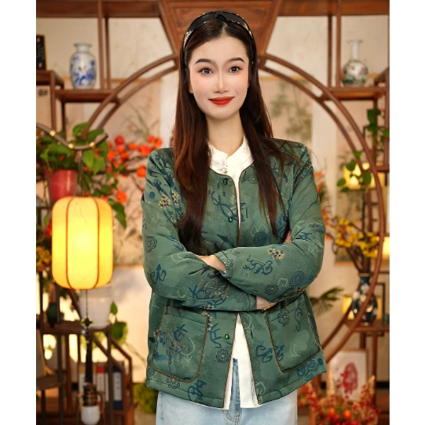 【董小姐】！宠粉福利！真丝提花蚕丝棉服短款外套女