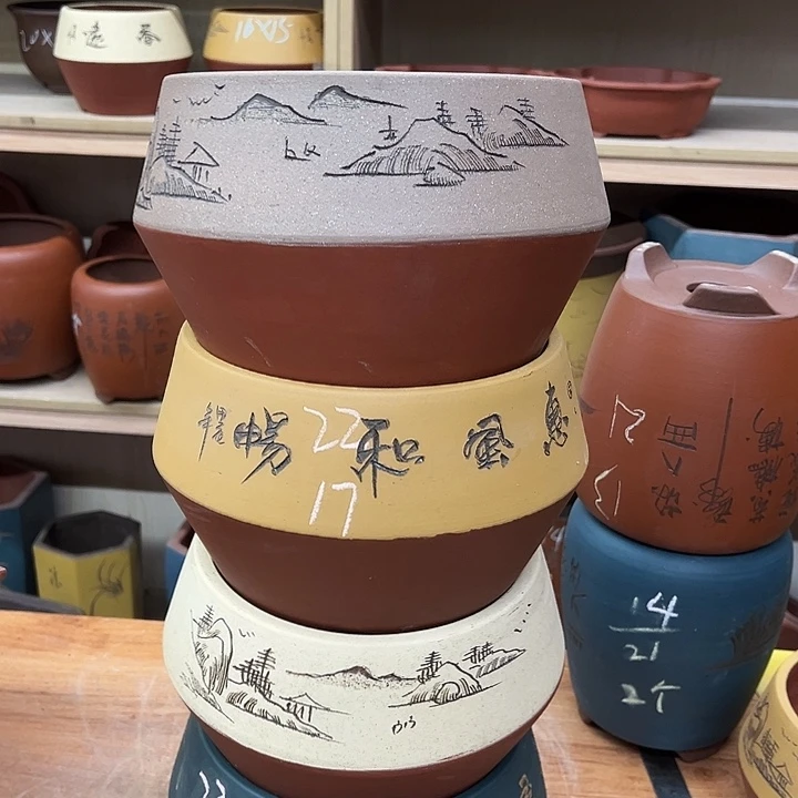 紫砂花盆，透气花盆