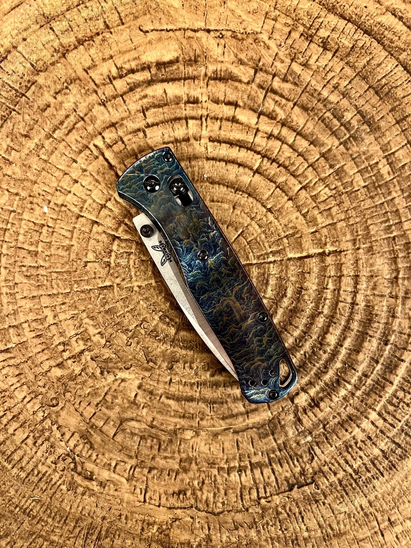 【闪电】暴风钛玛烤蓝手柄超级粉末M390拉丝手工刀