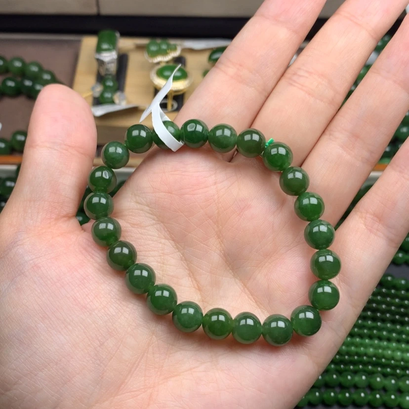 【闪购商品】未镶嵌手串和田玉（碧玉）8m特价微瑕