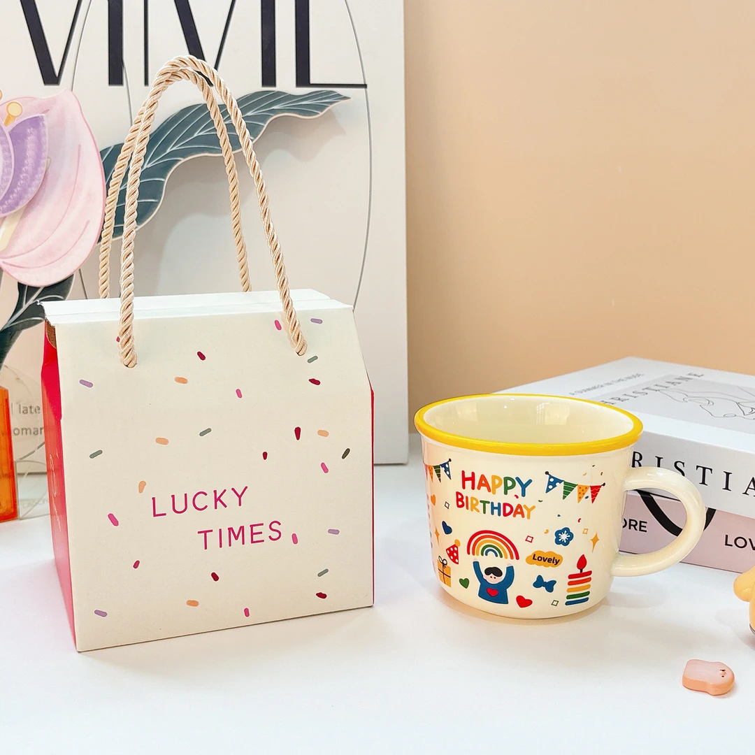 SEEIU MUG杯子生日礼物可爱家用喝水杯伴手礼创意陶瓷马克杯回礼
