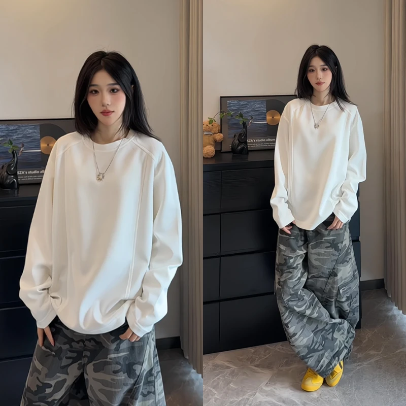 拼接卫衣男早秋季cleanfit打底衫高级感美式潮牌痞帅解构长袖t恤