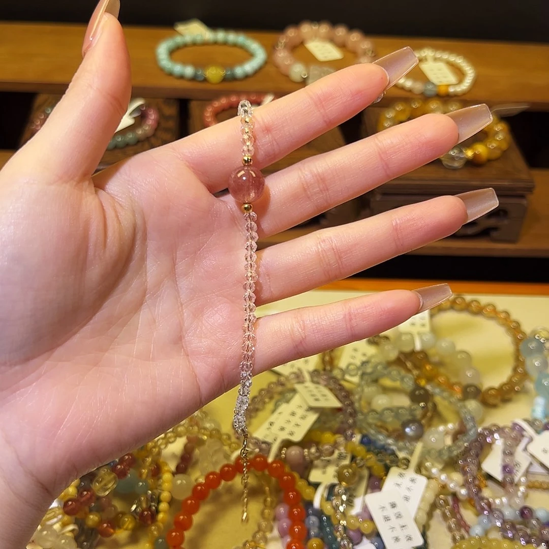 水晶手链银S925镶嵌草莓手链