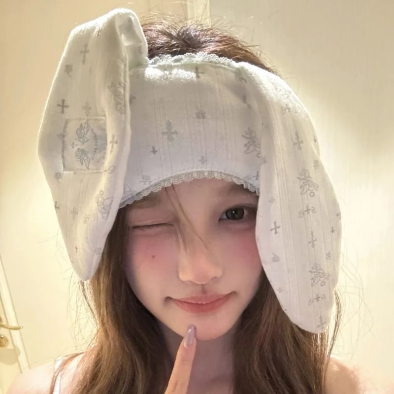 网红同款兔耳眼罩爆款博主花边垂耳邦尼兔kt猫遮光松紧调节出片