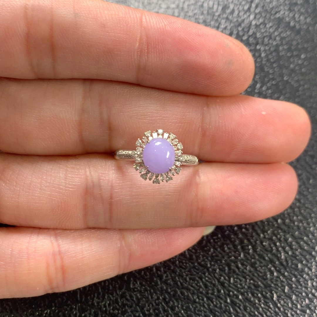 翡翠戒指18K金镶嵌翡翠