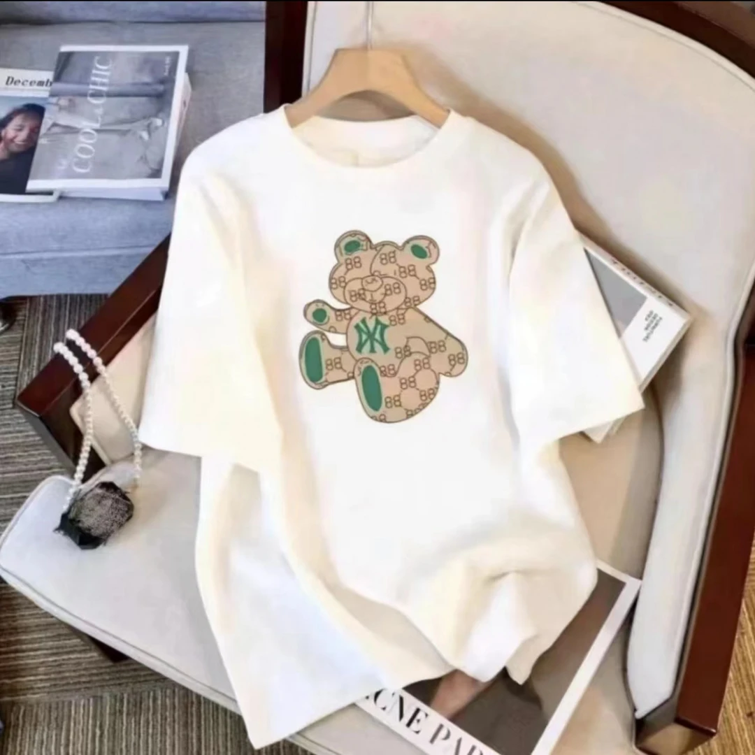 2025夏季短袖休闲上衣男女同款圆领印花T恤 棕熊