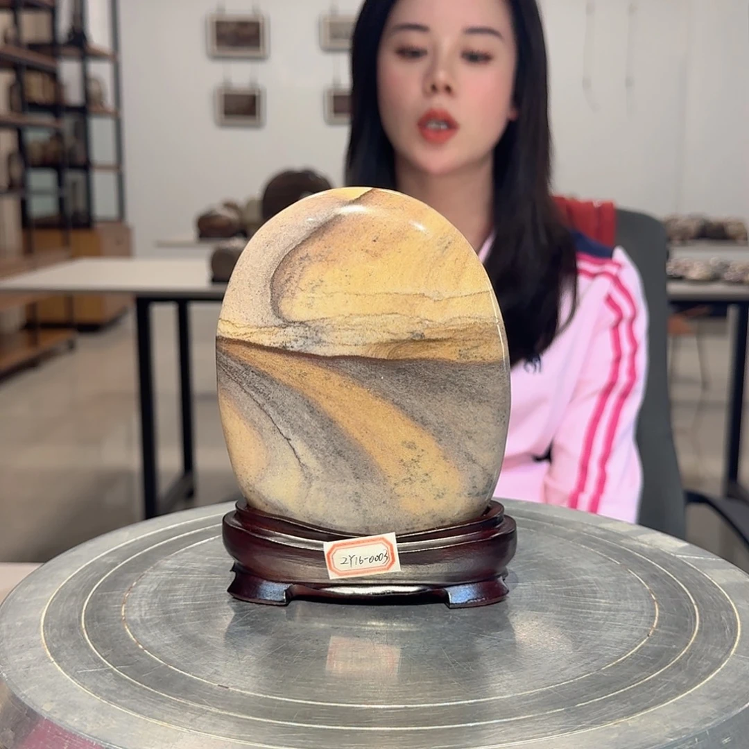长江画面石精品摆件