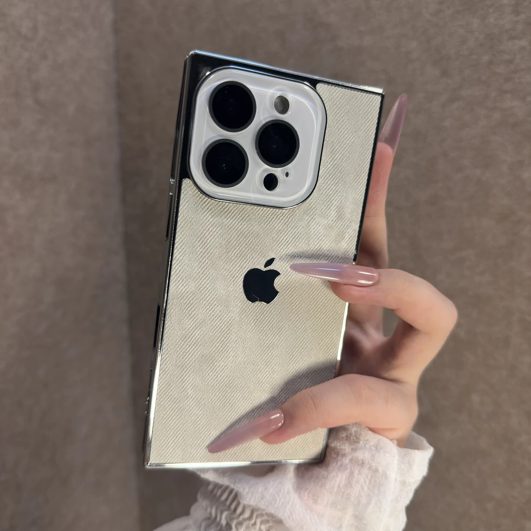 ins创意方形牛仔纹适用苹果16promax手机壳全包15个性14小众13女