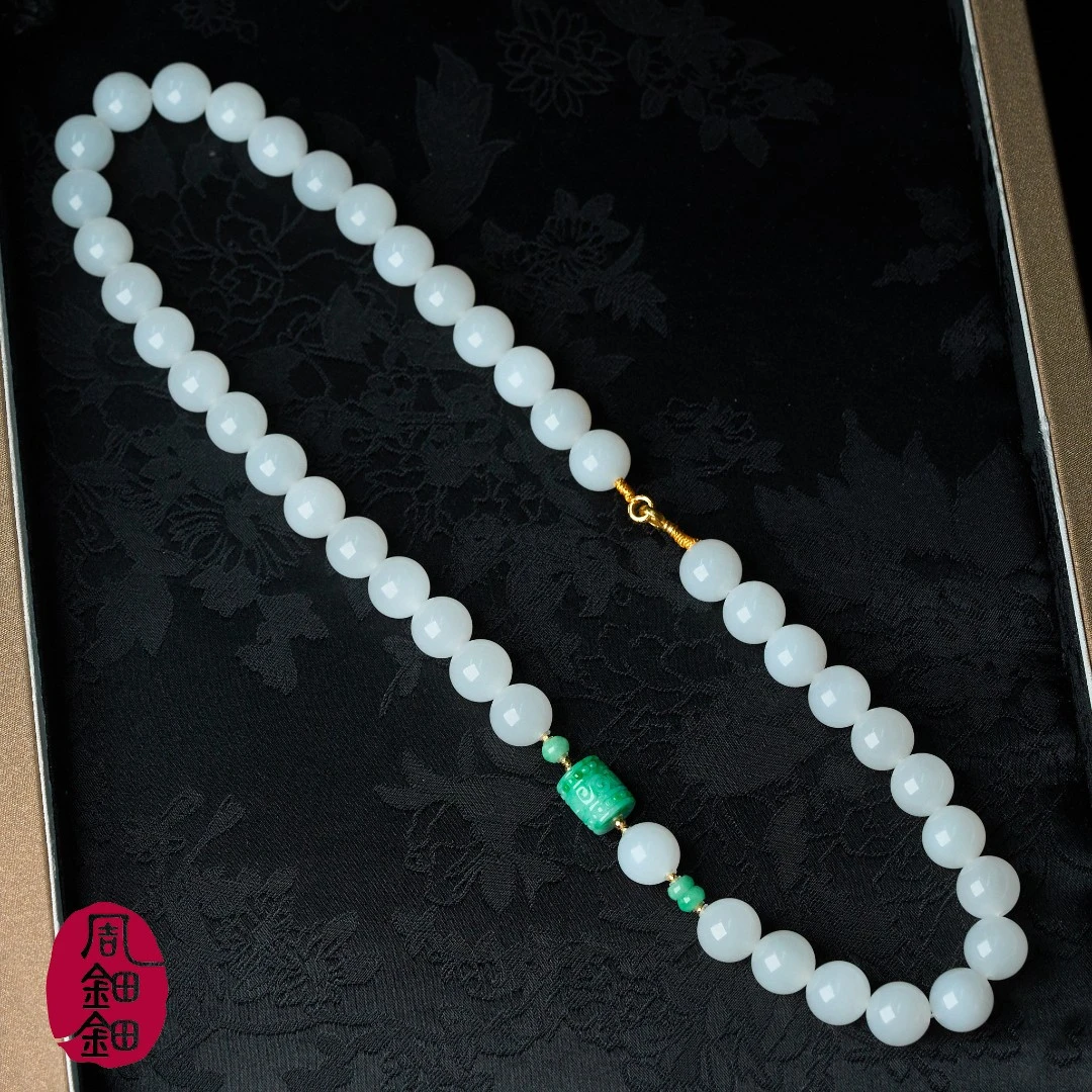 【周钿钿®】|春江|严选新疆羊脂白玉缅料翡翠18k金国风项链