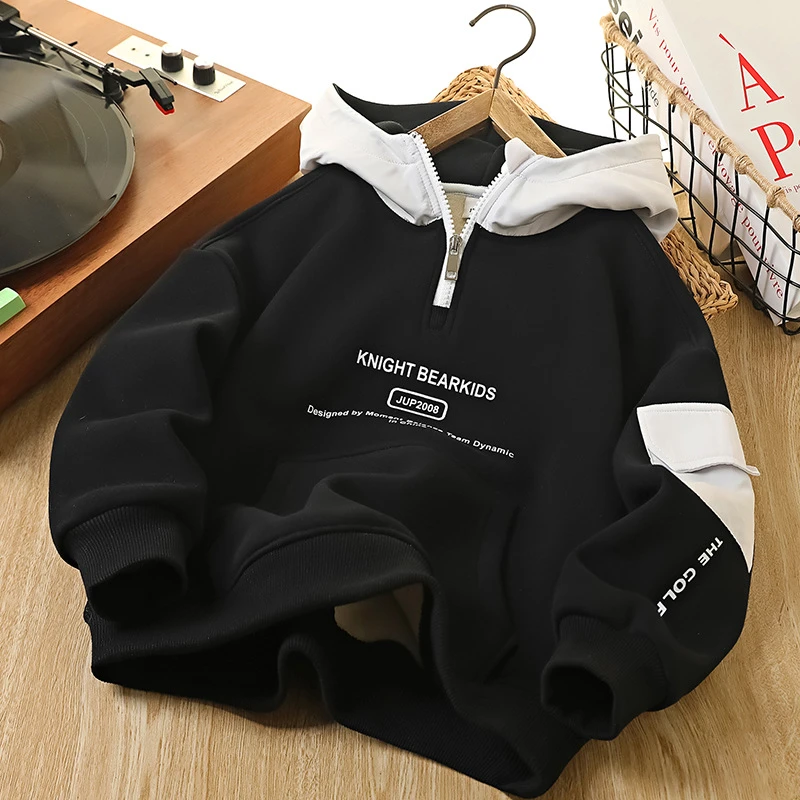 儿童卫衣秋冬装2025新款男童帅气连帽卫衣中大童外穿韩版上衣批发